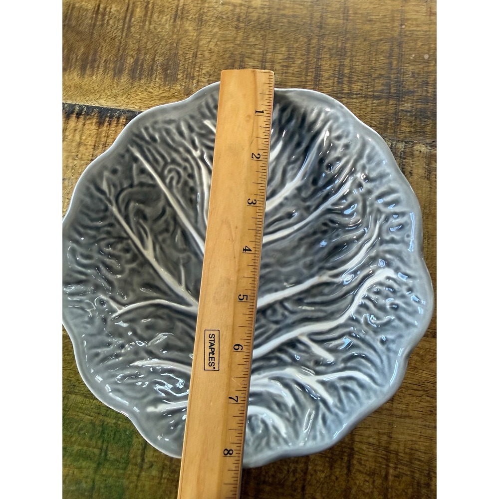 Maxcera Cabbage Leaf Bowl 7.5" Grey Excellent Handcrafted Ceramic Decor - Picture 3 of 3